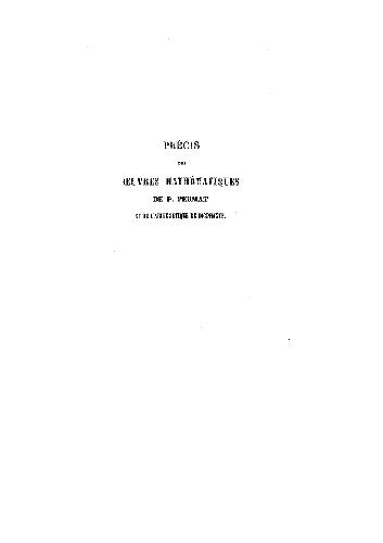 Обложка книги Précis des oeuvres mathématiques