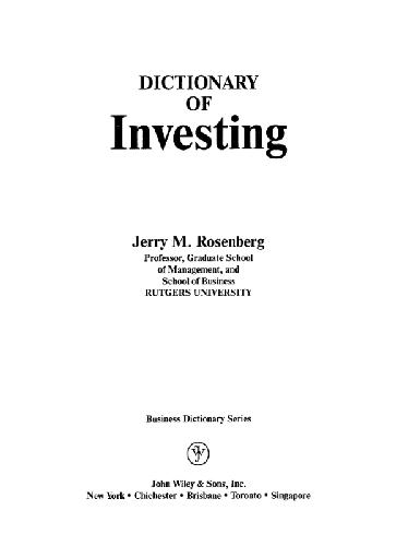 Обложка книги Инвестиции. Терминологический словарь