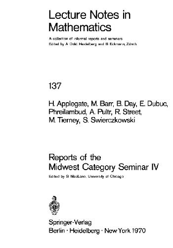Обложка книги Reports of the Midwest Category Seminar IV