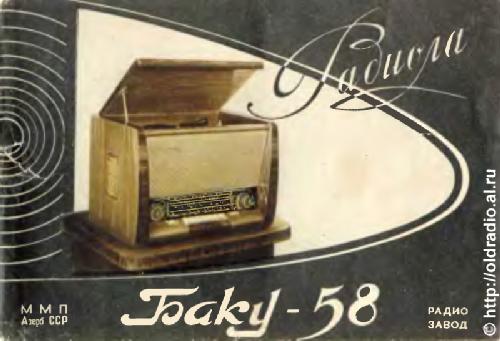 Обложка книги «Баку-58» радиола. Описание и инструкция по эксплуатации.