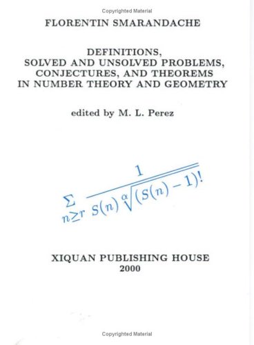 Обложка книги Definitions, theorems, solved and unsolved problems in number theory and geometry