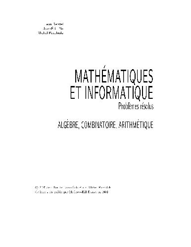 Обложка книги Mathématiques et informatique: problèmes résolus. 1, Algèbre