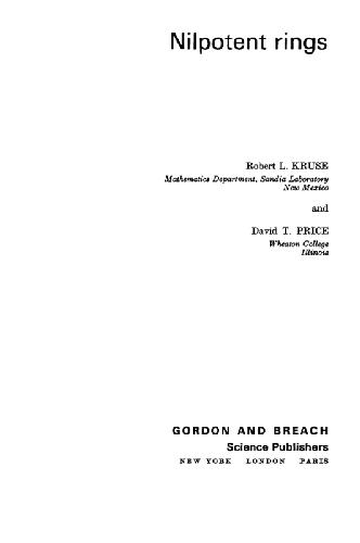 Обложка книги Nilpotent rings (Gordon and Breach, 1969)(ISBN 0677022301)(1s) MAa 