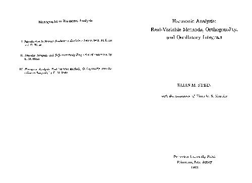 Обложка книги Harmonic Analysis, Real Variable Methods Orthogonality &amp; Oscillatory Integrals. Stein