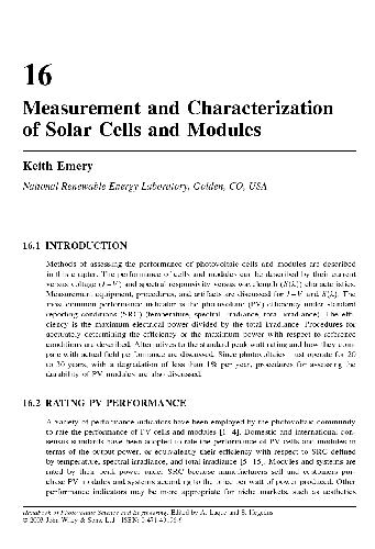 Обложка книги Measurement and Characterization of Solar Cells and Modules