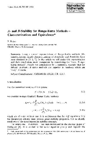 Обложка книги A- and B-stability for Runge-Kutta methods-characterizations and equivalence