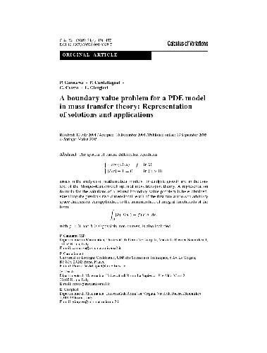 Обложка книги A boundary value problem for a PDE model in mass transfer theory: Representation of solutions and applications