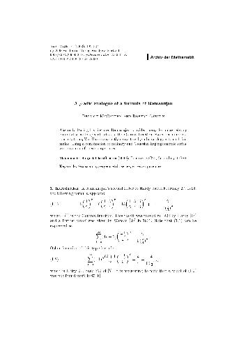Обложка книги A p -adic analogue of a formula of Ramanujan