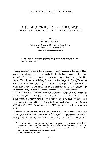 Обложка книги A 2-generated just-infinite profinite group which is not positively generated