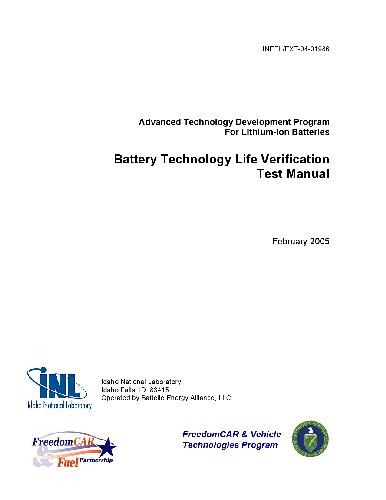 Обложка книги Battery Technology Life Verification Test Manual