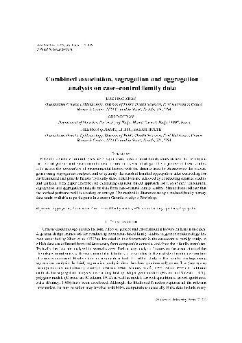 Обложка книги Combined association, segregation and aggregation analysis on case control family data