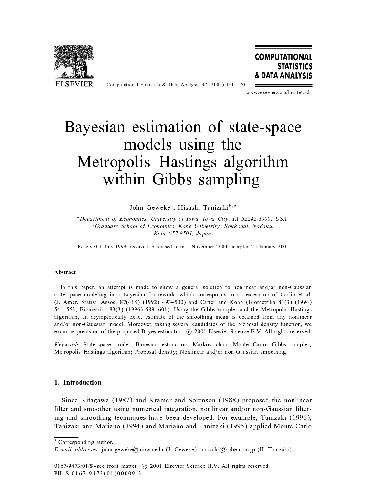 Обложка книги Bayesian estimation of state-space models using the Metropolis-Hastings algorithm within Gibbs sampling