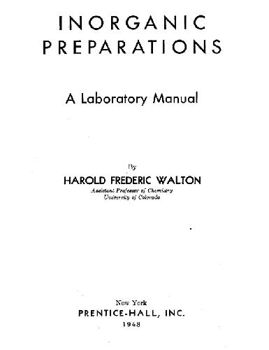 Обложка книги Inorganic Preparations