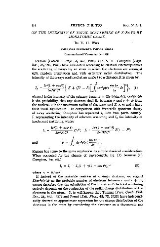 Обложка книги On the intensity of total scattering of x-rays by monatomis gases