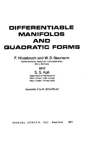 Обложка книги Differentiable manifolds and quadratic forms