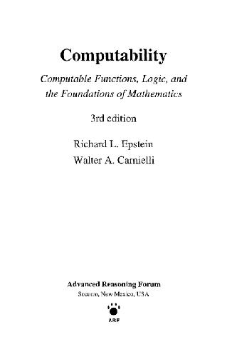 Обложка книги Computability: computable functions, logic, foundations of mathematics