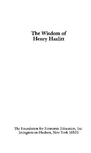 Обложка книги The wisdom of Henry Hazlitt