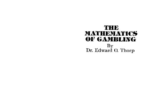 Обложка книги The mathematics of gambling