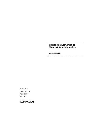 Обложка книги Oracle Enterprise DBA - Network Administration, Instructor Guide