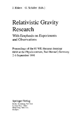 Обложка книги Relativistic Gravity Research With Emphasis on Experiments and Observations