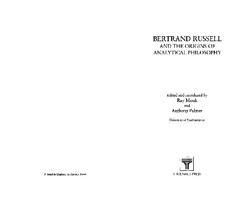 Обложка книги Bertrand Russell and the Origins of Analytical Philosophy