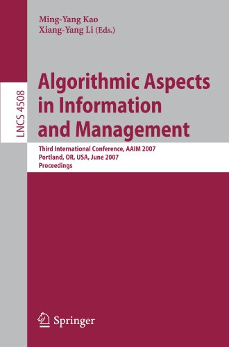Обложка книги Algorithmic Aspects in Information and Management, 3 conf., AAIM 2007