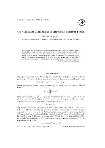 Обложка книги Validated computing in algebraic number fields