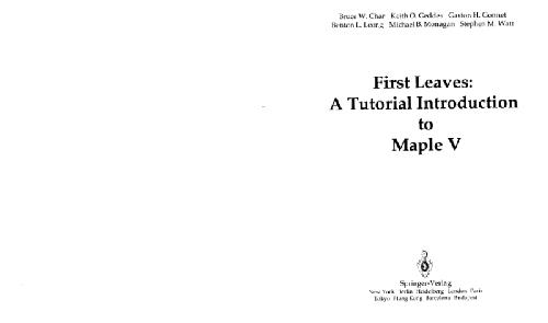 Обложка книги First Leaves: A tutorial introduction to Maple V