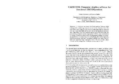 Обложка книги CADECOM, software for functional decomposition