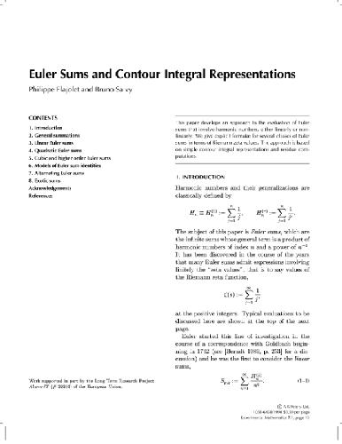 Обложка книги Euler sums, contour integrals 1998