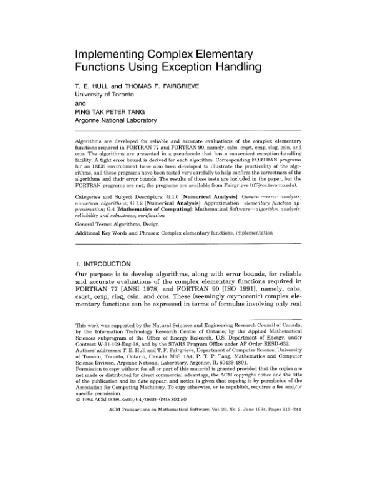 Обложка книги Double-precision evaluations of complex elementary functions