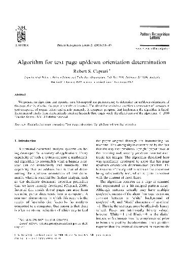 Обложка книги Algorithm for text page up-down orientation detection