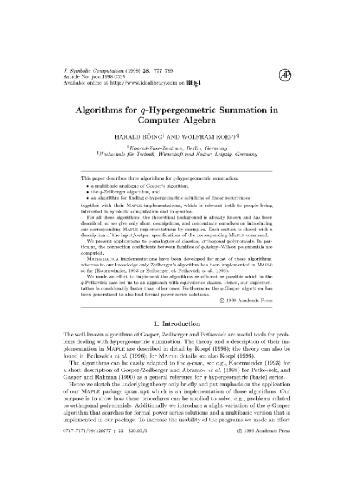 Обложка книги q-hypergeometric summation in CAS