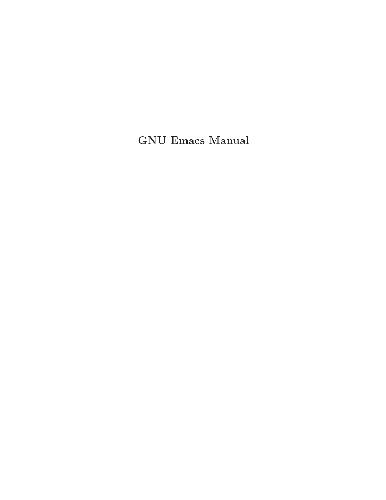 Обложка книги Gnu Emacs Manual: For Version 22