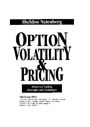 Обложка книги Option Pricing And Volatility Advanced Strategies And Trading Techniques Sheldon Natenberg