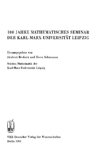 Обложка книги 99 Jahre Mathematisches Seminar der Karl-Marx-Universitat Leipzig