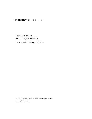 Обложка книги Theory of codes