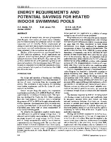 Обложка книги ASHRAE DE-93-12-3 -Energy Requirements and Potential Savings for Heated Indoor Swimming Pools