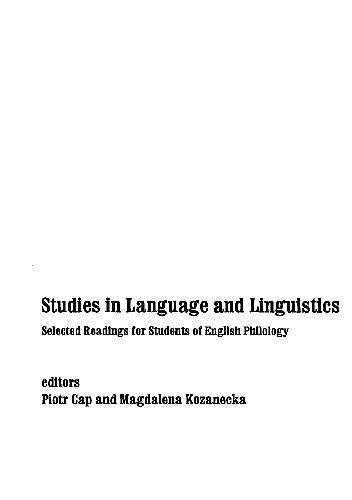 Обложка книги Studies in Language and Linguistics