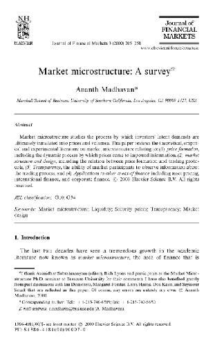 Обложка книги Market Microstructure-A Survey