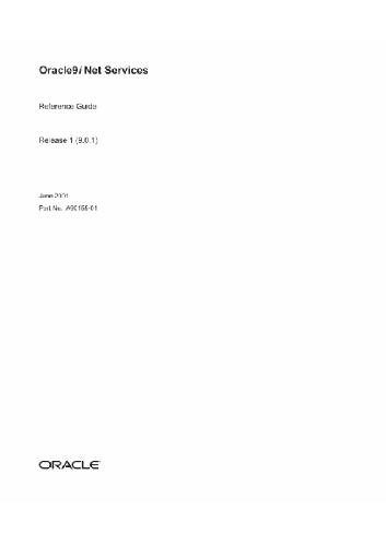 Обложка книги Oracle9i Net Services Reference Guide (Part No A90155-01) (Release 9 0 1) (2001)