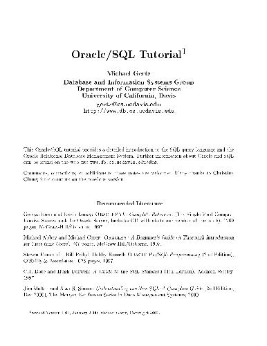 Обложка книги Oracle/SQL Tutorial