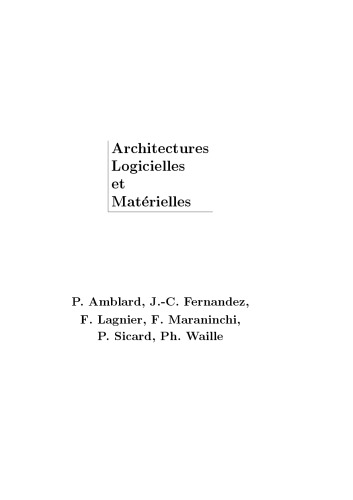 Обложка книги Architectures Logicielles et Materielles