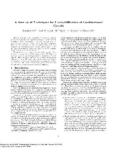Обложка книги A survey of techniques for formal verification of combinational circuits