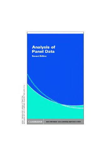 Обложка книги Analysis of panel data