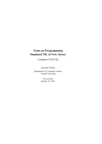 Обложка книги Notes on programming Standard ML of New Jersey