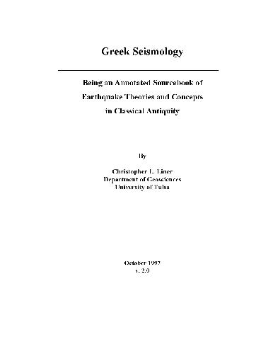 Обложка книги Greek Seismology