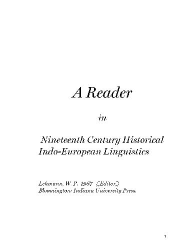 Обложка книги A Reader in Nineteenth Century Historical Indo-European Linguistics