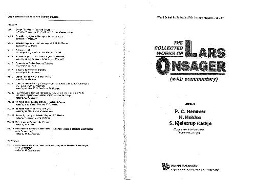 Обложка книги The Collected Works of Lars Onsager: With Commentary (World Scientific Series in 20th Century Physics)