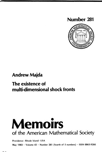 Обложка книги Existence of Multi-Dimensional Shock Fronts (Memoirs of the American Mathematical Society)